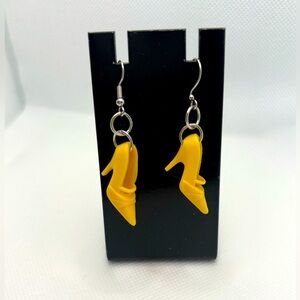 Handmade Barbiecire/Barbie yellow pumps/high heel earrings.